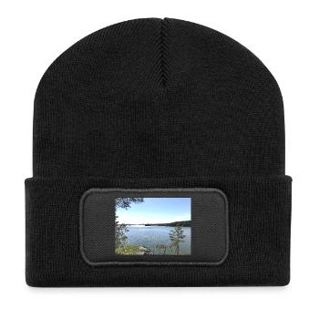 Paysage lacustre, moment nature - Beanie recyclé à patch - noir - Devant