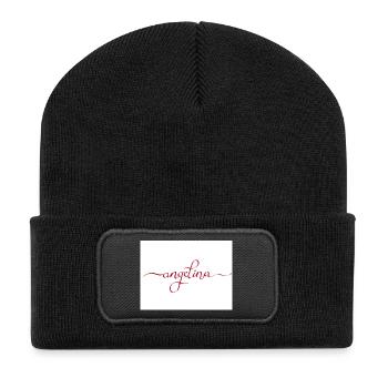 Angelina Elegant Calligraphy in Red - Recycled Patch Beanie - black - Front