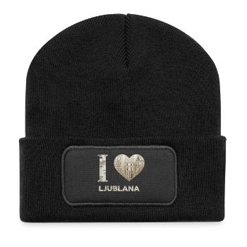 J’adore Ljubljana – Design architectural urbain - Beanie recyclé à patch - noir - Devant