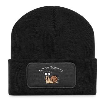 Ach Du Schneck! Lustiges Wortspiel Schnecke - Recycelte Patch Beanie - Schwarz - Vorne
