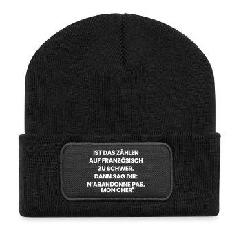 German-French-Rhyme 1 (Ver. A) - Recycelte Patch Beanie - Schwarz - Vorne