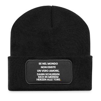 Italienisch-Deutsch-Reim 1 (Ver. A) - Recycelte Patch Beanie - Schwarz - Vorne