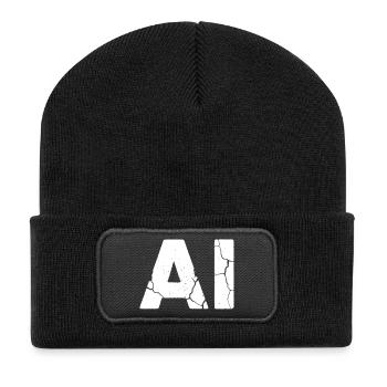 AI Artificial Intelligence Text Grunge Vektor - Recycelte Patch Beanie - Schwarz - Vorne