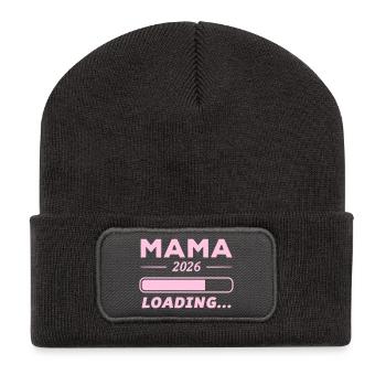 Mama 2026 Loading... - Recycelte Patch Beanie - Dunkelgrau - Vorne