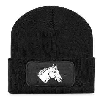 Portrait de tête de cheval Vecteur d’étalon - Beanie recyclé à patch - noir - Devant