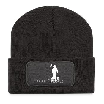 Done with People - Fertig mit Menschen Motiv - Recycelte Patch Beanie - Dunkelgrau - Vorne