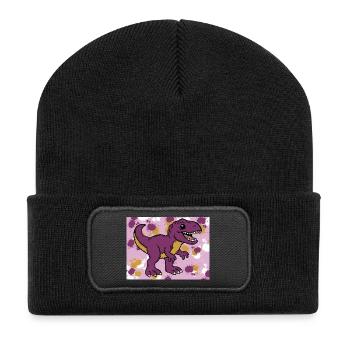 Allosaurus Dino - Recycelte Patch Beanie - Schwarz - Vorne