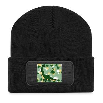 Brachiosaurus Dino - Beanie recyclé à patch - noir - Devant