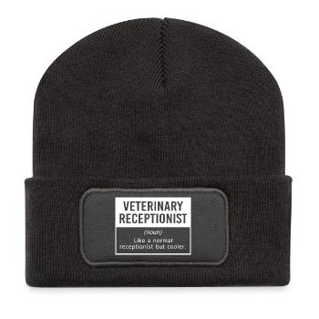 Veterinär Sekretärin Tierarzt Rezeptionist - Recycelte Patch Beanie - Dunkelgrau - Vorne