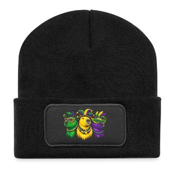 Capybara Mask Festival Trio Mardi Gras - Recycled Patch Beanie - black - Front