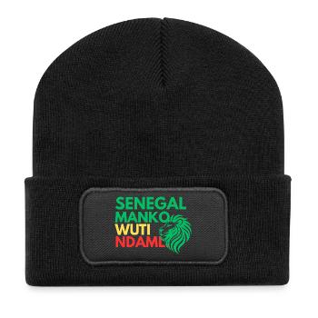 Sénégal Manko Wuti Ndaml | Sénégalais Teranga - Beanie recyclé à patch - noir - Devant