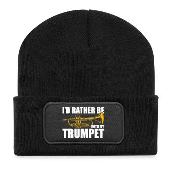 Je préfère être avec mon tromboniste trompettiste - Beanie recyclé à patch - noir - Devant