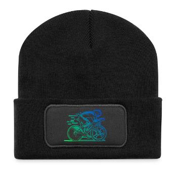 Motif emblématique du vélo de route - Beanie recyclé à patch - noir - Devant