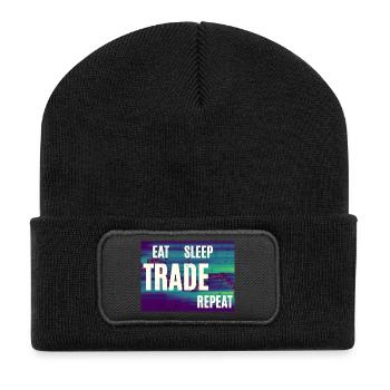 Eat Sleep Trade Repeat - Recycelte Patch Beanie - Schwarz - Vorne