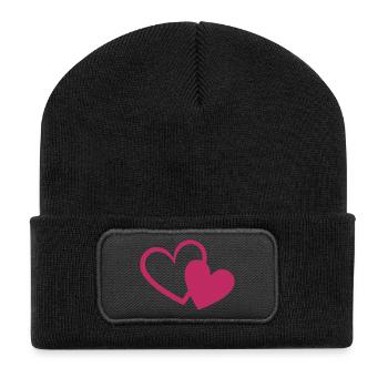 Valentinstag Herz rot Geschenk Valentinstag - Recycelte Patch Beanie - Schwarz - Vorne