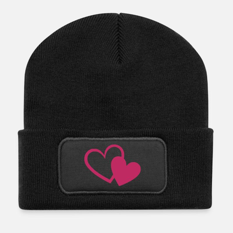 Valentinstag Herz rot Geschenk Valentinstag - Recycelte Patch Beanie - Schwarz