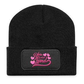 You Are Loved No Matter How You Feel Mitgefühl - Recycelte Patch Beanie - Schwarz - Vorne
