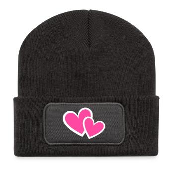 Valentines Pink Heart, Valentine's Day - Recycled Patch Beanie - dark grey - Front