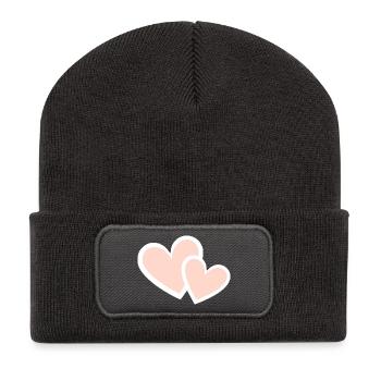 Valentines Pink Heart, Valentine's Day - Recycled Patch Beanie - dark grey - Front