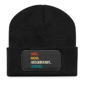 Ehefrau Mutter Buchhalterin Legende - Recycelte Patch Beanie - Schwarz - Vorne