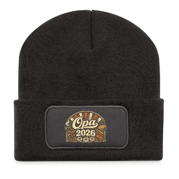 Opa 2026 Loading Geschenk  - Recycelte Patch Beanie - Dunkelgrau - Vorne