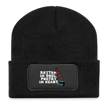 Rhythmus in der Seele, Poesie im Herzen - Recycelte Patch Beanie - Schwarz - Vorne
