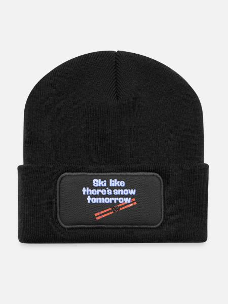Ski wie es morgen Schnee gibt - Recycelte Patch Beanie - Schwarz
