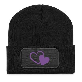 violet heart two violet hearts gift - Recycled Patch Beanie - black - Front