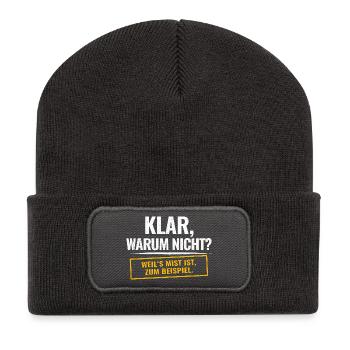 Sure, why not? Sarcastic saying - Recycled Patch Beanie - dark grey - Front