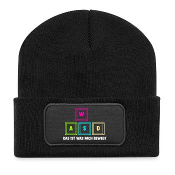 Zocken Computerspieler Zocker Gaming Gamer - Recycelte Patch Beanie - Schwarz - Vorne