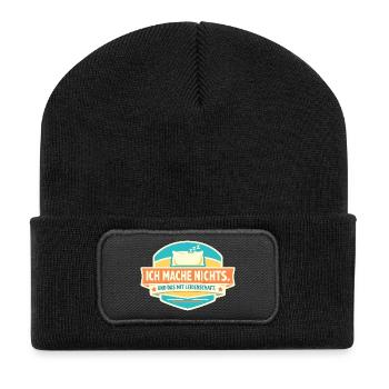Doing nothing with passion - Recycled Patch Beanie - black - Front
