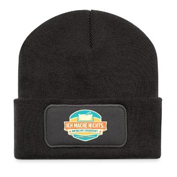Nichts tun mit Leidenschaft - Recycelte Patch Beanie - Dunkelgrau - Vorne