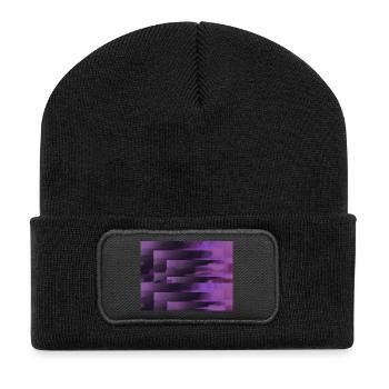 3D Glitch Purple Raster Neon - Recycelte Patch Beanie - Schwarz - Vorne