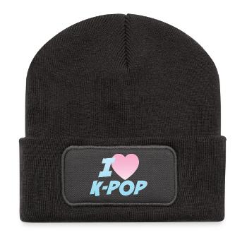 Ich liebe K-Pop - Recycelte Patch Beanie - Dunkelgrau - Vorne