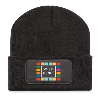 Wild Things cadres colorés - Beanie recyclé à patch - charbon - Devant