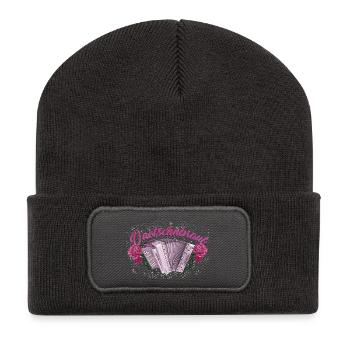 Quetschnbraut - Harmonika mit Rosen - Recycelte Patch Beanie - Dunkelgrau - Vorne