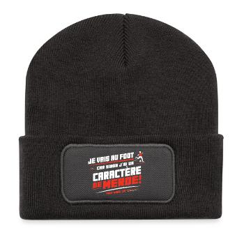Je vais au foot sinon caractère de merde - Beanie recyclé à patch - charbon - Devant