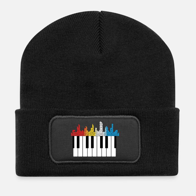 Klavier Piano Musiker Geschenk - Recycelte Patch Beanie - Schwarz
