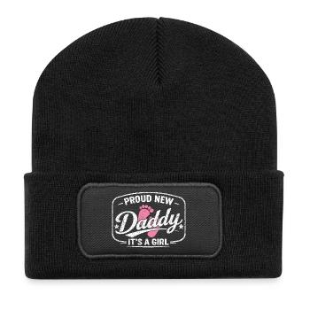 Futur papa et père biologique, fille biologique - Beanie recyclé à patch - noir - Devant