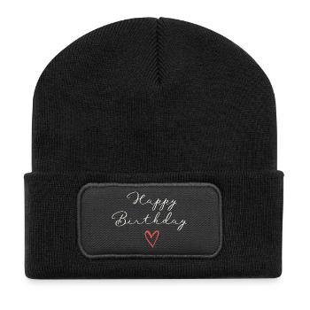 Joyeux anniversaireJoyeux anniversaire - Beanie recyclé à patch - noir - Devant