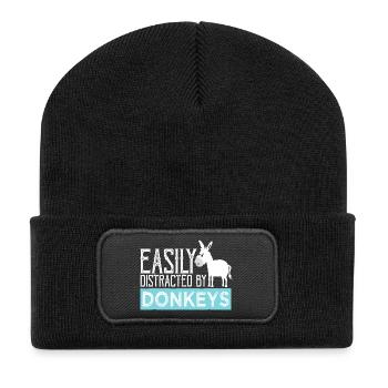 Facilement distrait par les ânes - Beanie recyclé à patch - noir - Devant