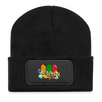 Summer Vibes  - Recycelte Patch Beanie - Schwarz - Vorne