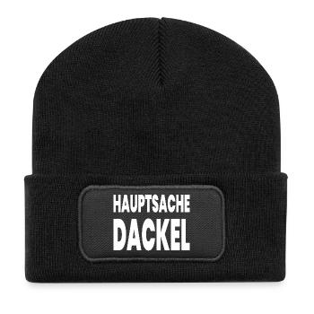 Dackel - Recycelte Patch Beanie - Schwarz - Vorne