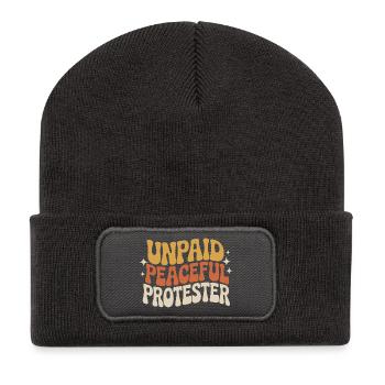 Militant pacifique non rémunéré déclarant Manifestation - Beanie recyclé à patch - charbon - Devant