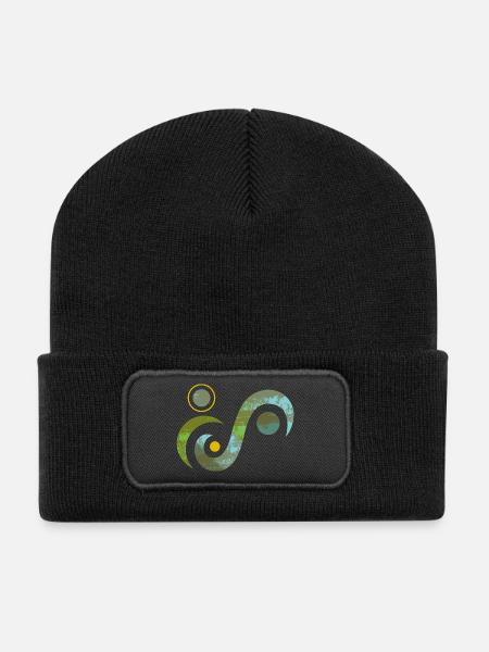 Yoga design_4 - Beanie recyclé à patch - noir