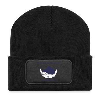 Mondschaf schläft – Ruhe Bitte - Recycelte Patch Beanie - Schwarz - Vorne