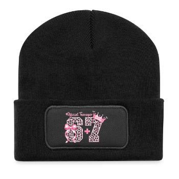 13th Birthday Shirt Funny Meme 67 Birthday 13 - Beanie recyclé à patch - noir - Devant