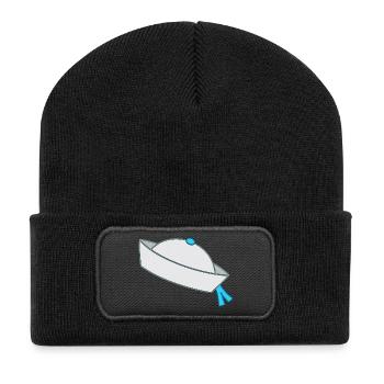 Bonnet de marin, marin - Beanie recyclé à patch - noir - Devant