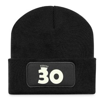 30_krone - Recycelte Patch Beanie - Schwarz - Vorne