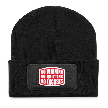 No Whining No Quitting No Excuses Gym Motivation - Recycled Patch Beanie - black - Front